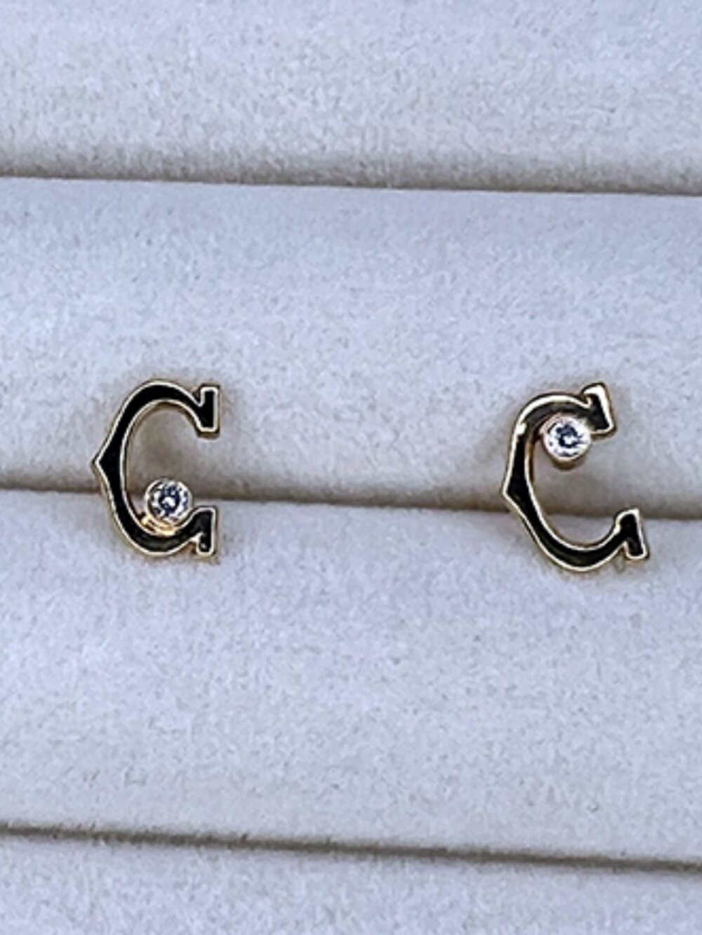 Cartier | C de Cartier Collection Diamond 18kt YG  Stud Earrings